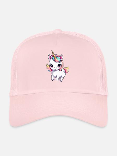 Licorne Unicorn Kawaii - Casquette trucker  - rose pâle - Devant