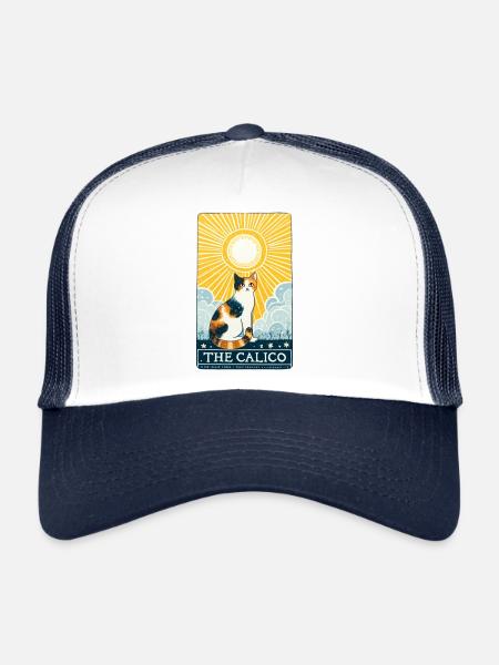 the Calico Cat Tarot - Trucker Cap - white/navy - Front