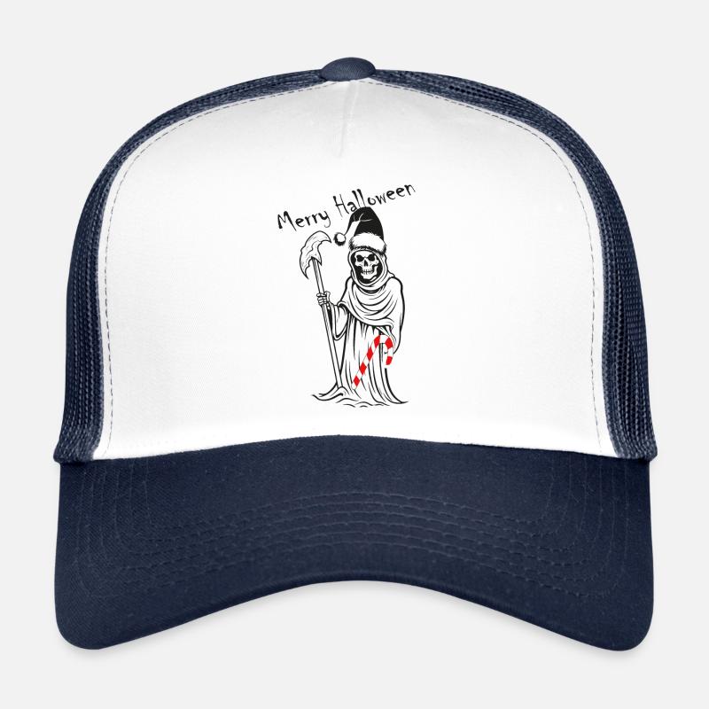 Grim Reaper with Candy Cane Halloween - Trucker Cap - white/navy