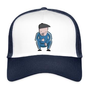 Trainingsanzug / Gopnik - Trucker Cap - Weiß/Navy - Vorne