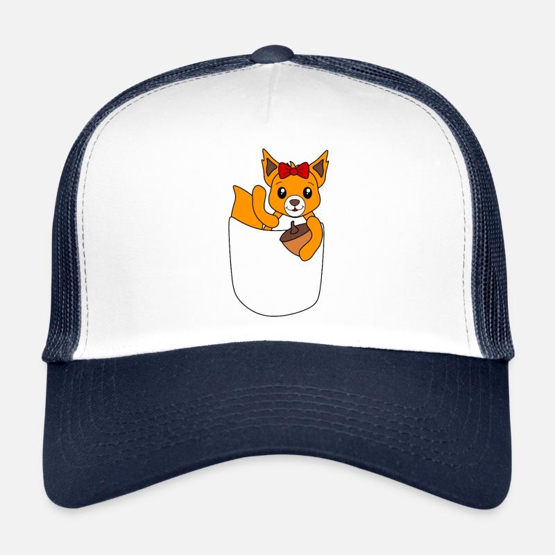 fröhliches Eichhörnchen winkt aus Brusttasche - Trucker Cap - Weiß/Navy