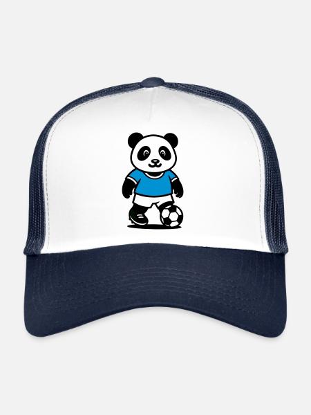 Panda footballeur mignon football athlétique - Casquette trucker  - blanc/marine - Devant