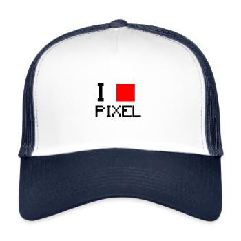 I love Pixel Gift Nerd Geek - Trucker Cap - white/navy - Front