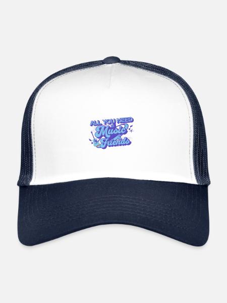 Tout ce dont vous avez besoin, c’est de la musique et des amis Guitariste drôle - Casquette trucker  - blanc/marine - Devant