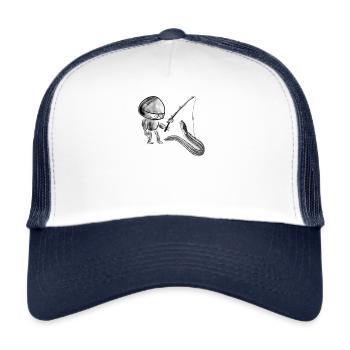 Robot is fishing an eel - Trucker Cap - white/navy - Front