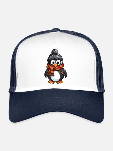 Penguin Winter Comic - Trucker Cap - white/navy - Front