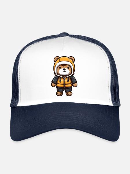 Bär Comic Winter - Trucker Cap - Weiß/Navy - Vorne