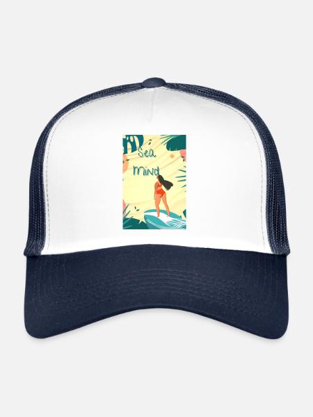 Surfing Woman - Trucker Cap - Weiß/Navy - Vorne