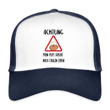 Attention Lazy Pups - Trucker Cap - white/navy - Front