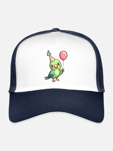 Papagai Geburtstag Comic - Trucker Cap - Weiß/Navy - Vorne