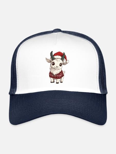 Bande dessinée de Noël Chèvre de montagne - Casquette trucker  - blanc/marine - Devant