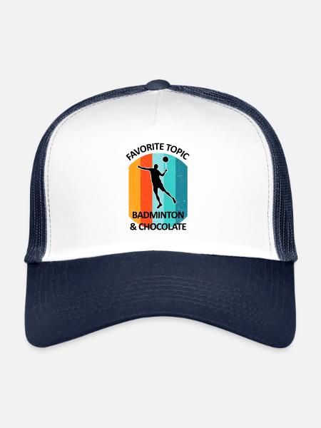 Badminton Badminton Badminton Player Chocolat - Casquette trucker  - blanc/marine - Devant