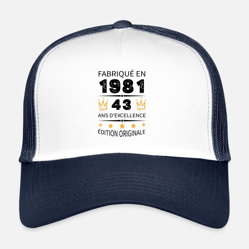 Fabriqué En 1981 Né En 1981 43 Ans Anniversaire - Casquette trucker  - blanc/marine