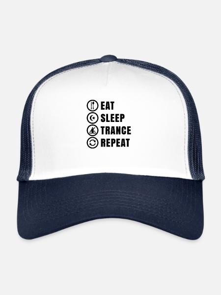 Eat Sleep Trance Repeat Bass Music Minimal - Casquette trucker  - blanc/marine - Devant