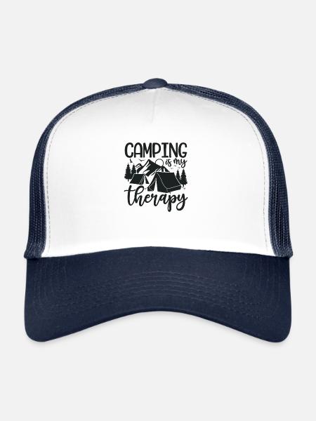 Camping is my therapy - Trucker Cap - white/navy - Front