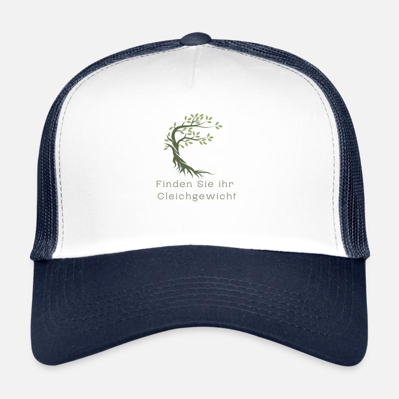 tree, text, writing,find your balance, - Trucker Cap - white/navy