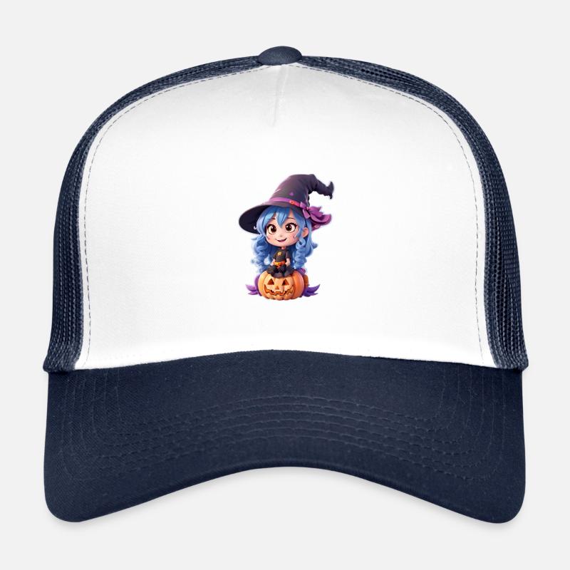 süße Halloween Hexe - Trucker Cap - Weiß/Navy