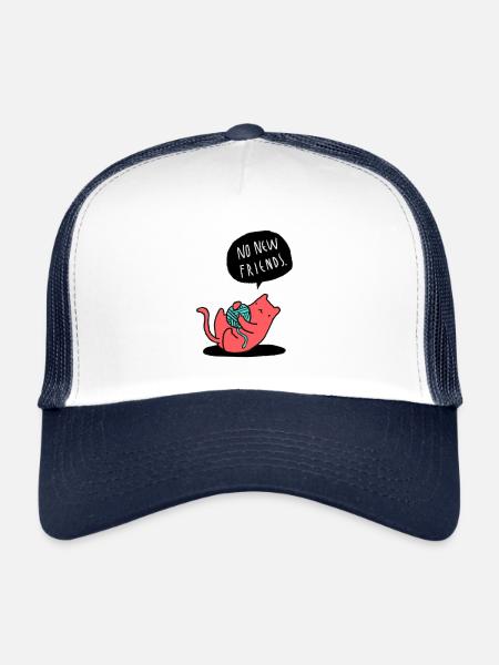 No New Friends - No new friends - cat - Trucker Cap - white/navy - Front