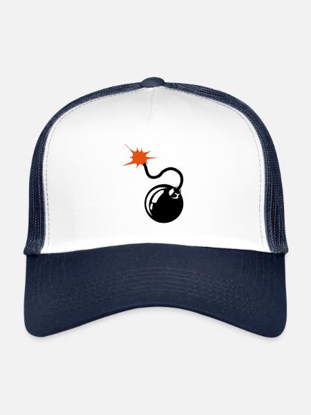 bomb wick - Trucker Cap - white/navy - Front