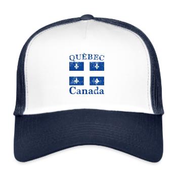 Québec Flag Vintage - Trucker Cap - white/navy - Front