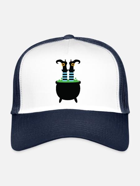 Witches Cauldron gift Halloween witch cauldron - Trucker Cap - white/navy - Front