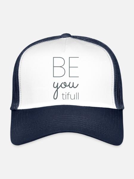 Be|you|tifull grey - Trucker Cap - white/navy - Front
