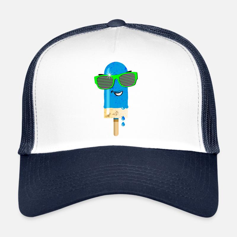 Eis am Stiel Sommerhitze coole Sonnenbrille lecker - Trucker Cap - Weiß/Navy