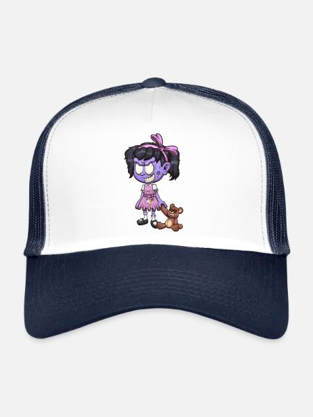 Zombie Girl With Teddy Bear - Trucker Cap - white/navy - Front