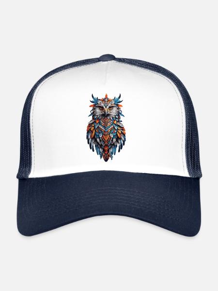 spirituel de l’aigle et plumes indiennes - Casquette trucker  - blanc/marine - Devant