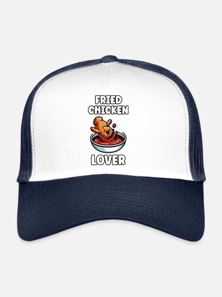 Poulet frit Ailes de poulet Poulet Cadeau - Casquette trucker  - blanc/marine - Devant