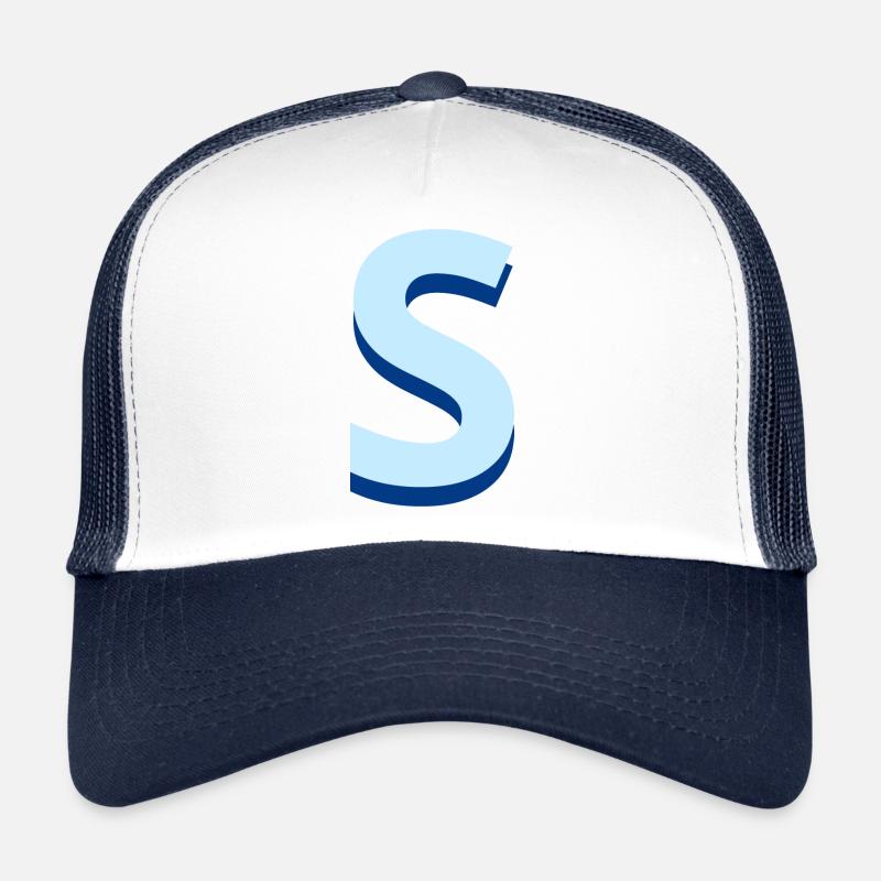 Lettre s bleu pop et moderne - Casquette trucker  - blanc/marine
