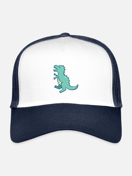 Petit dinosaure mignon bleu T-Rex - Casquette trucker  - blanc/marine - Devant