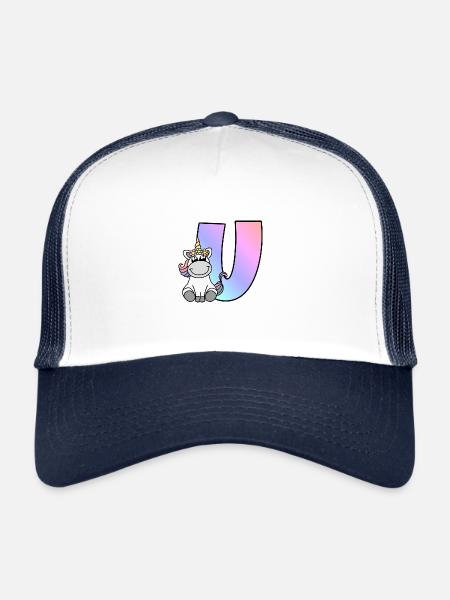 Licorne Lettre U - Casquette trucker  - blanc/marine - Devant