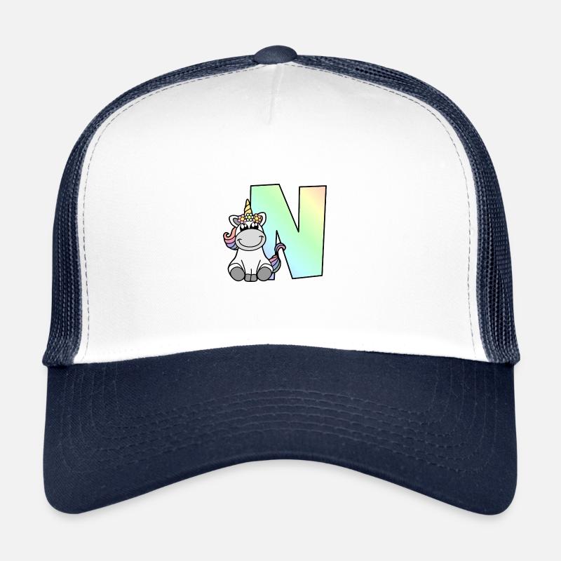 Einhorn Buchstabe N - Trucker Cap - Weiß/Navy