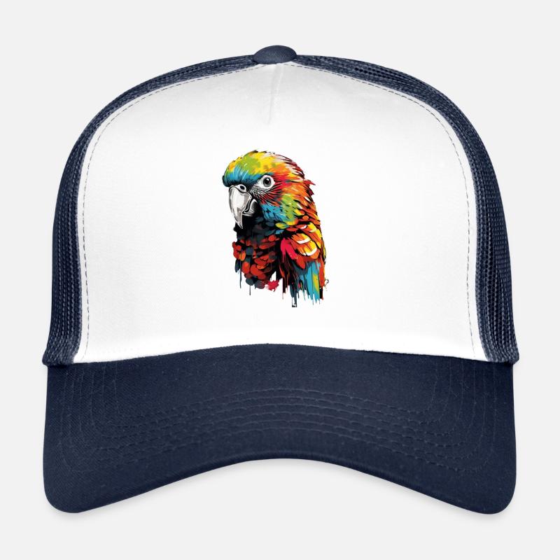 Graffiti-Style Papagei - Trucker Cap - Weiß/Navy