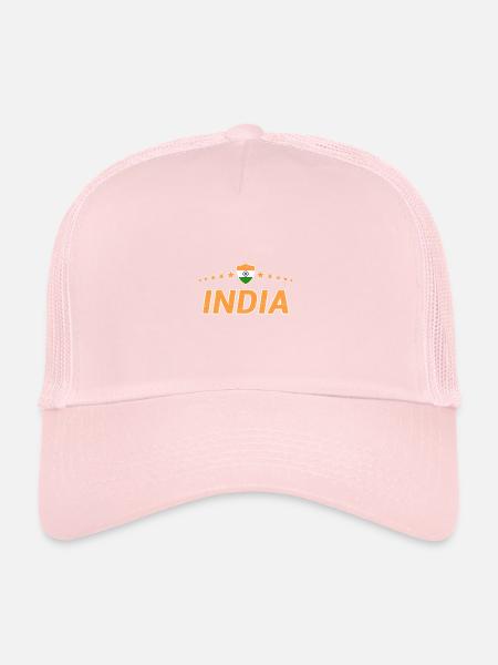 Inde - Casquette trucker  - rose pâle - Devant