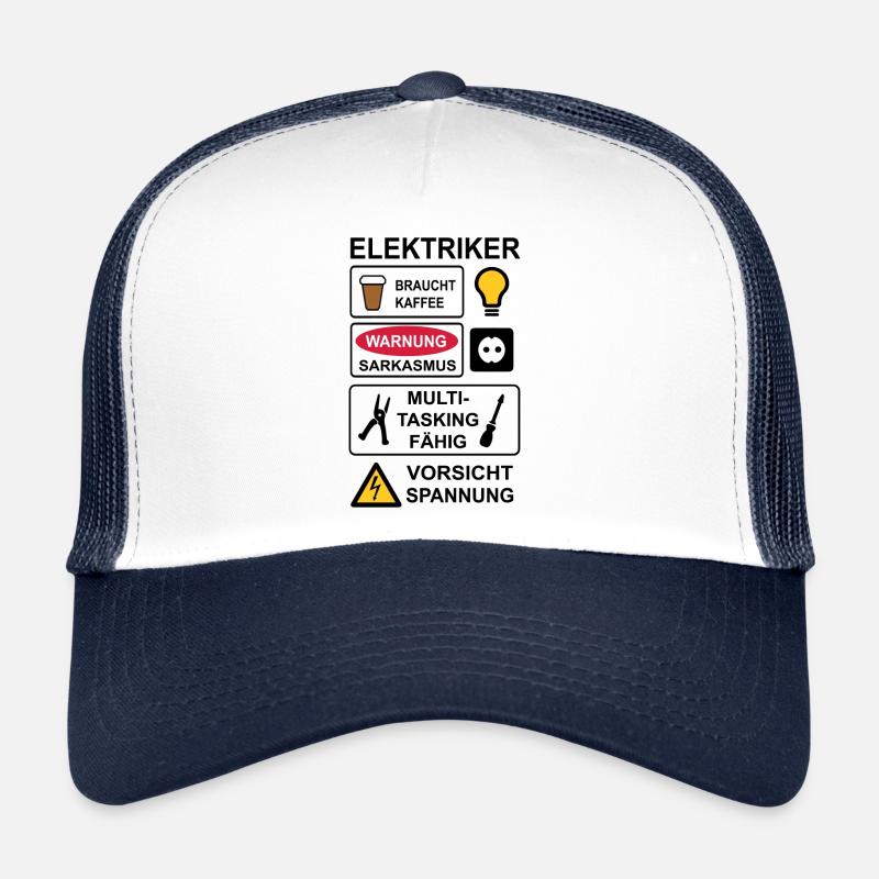Elektriker - Trucker Cap - Weiß/Navy