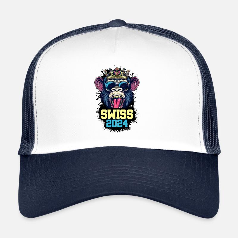 Switzerland 2024 Monkey Swiss Trucker Cap