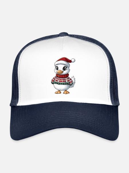 Bande dessinée de Noël de l’oie - Casquette trucker  - blanc/marine - Devant