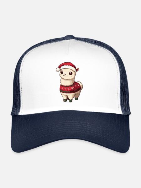 Alpaca Llama Christmas Comic - Trucker Cap - white/navy - Front