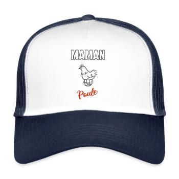 Maman poule - Casquette trucker  - blanc/marine - Devant