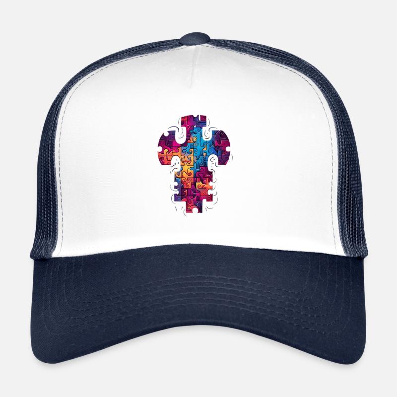 Belle croix de puzzle colorée Casquette trucker 