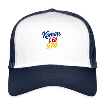 île de la Réunion 974 - Casquette trucker  - blanc/marine - Devant