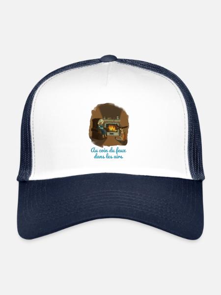 Au coin du feux - Casquette trucker  - blanc/marine - Devant