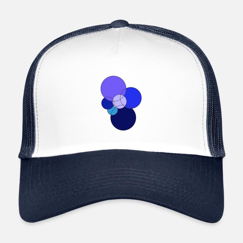 blaue Kreise - Trucker Cap - Weiß/Navy