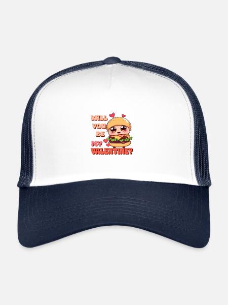 Burger - Will you be my Valentine - Trucker Cap - white/navy - Front