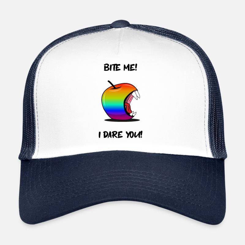 Gay Pride Apple BITE ME Trucker Cap
