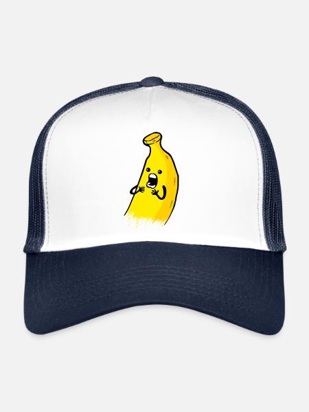Banane funky - Casquette trucker  - blanc/marine - Devant