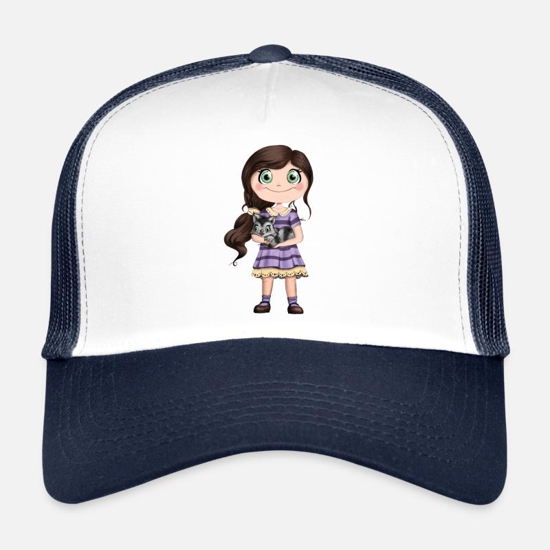 Girl with cat - Trucker Cap - white/navy