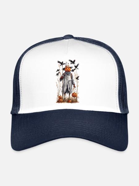 Épouvantail gobelin d’Halloween Art de la nature - Casquette trucker  - blanc/marine - Devant